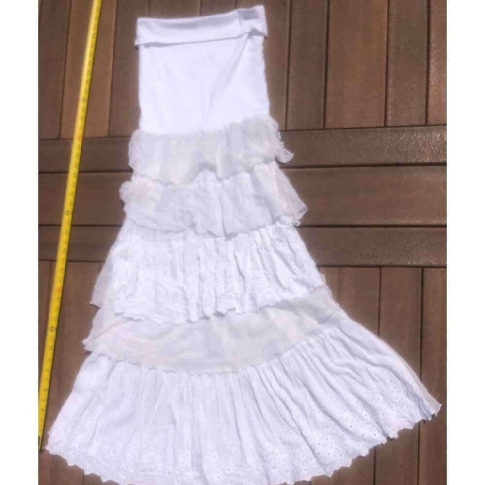 White Strapless Ruffle Beach Dress W/ Stretchy Tube Top - Beach Photos!